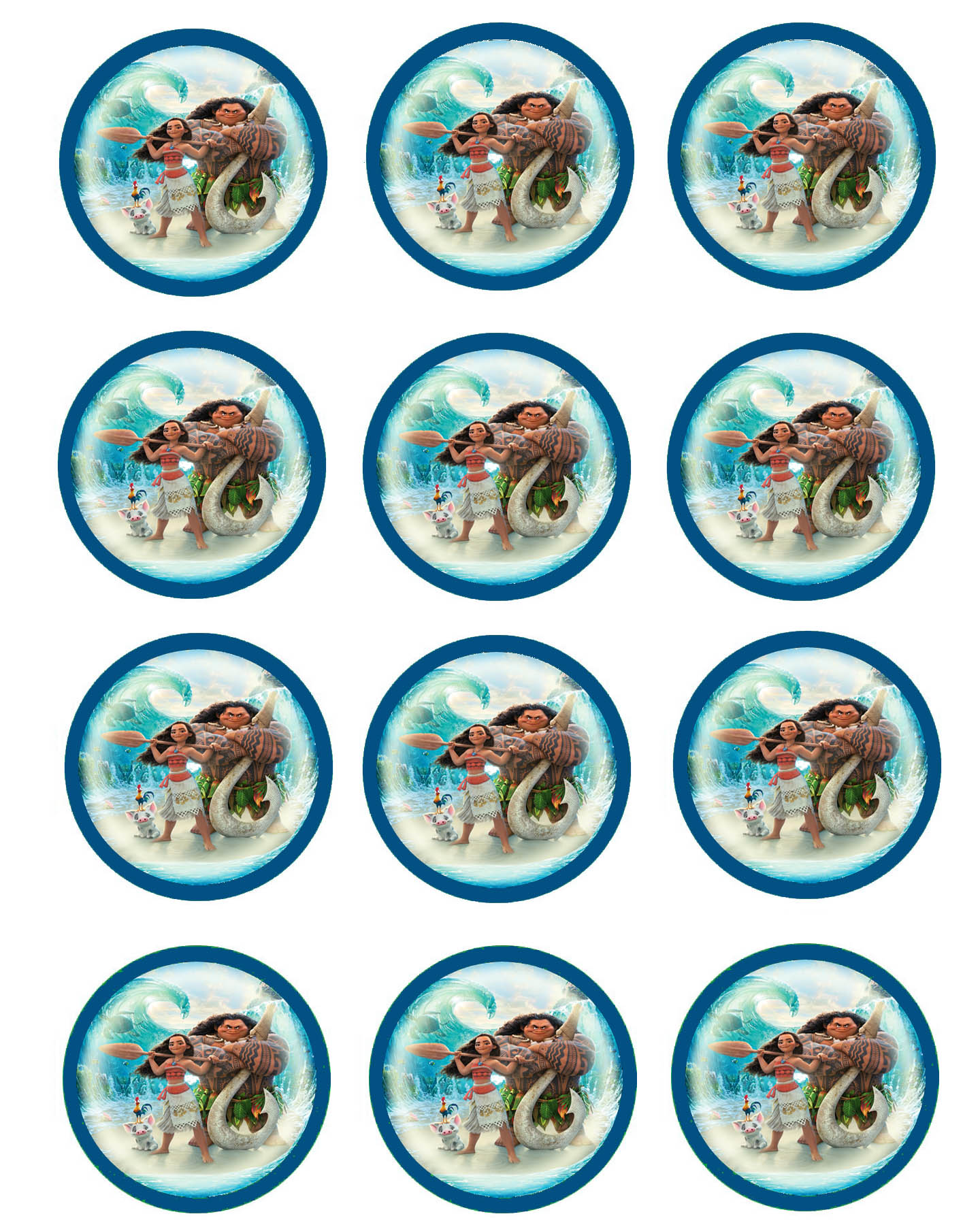 Moana Cupcake Toppers Birthday Printable