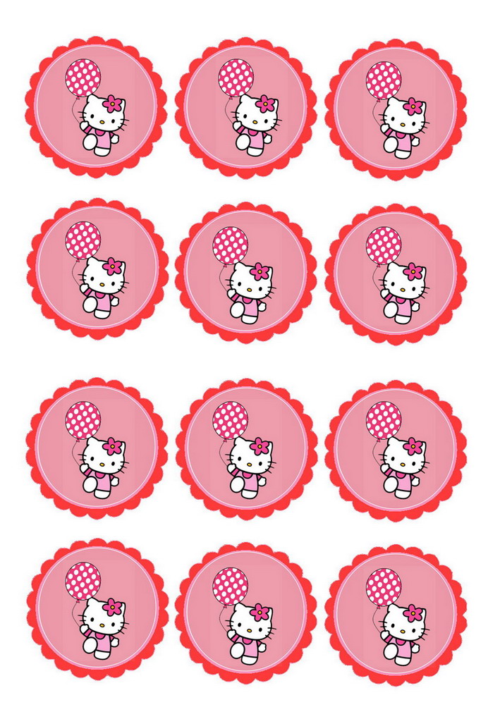 Hello Kitty Cupcake Toppers Birthday Printable