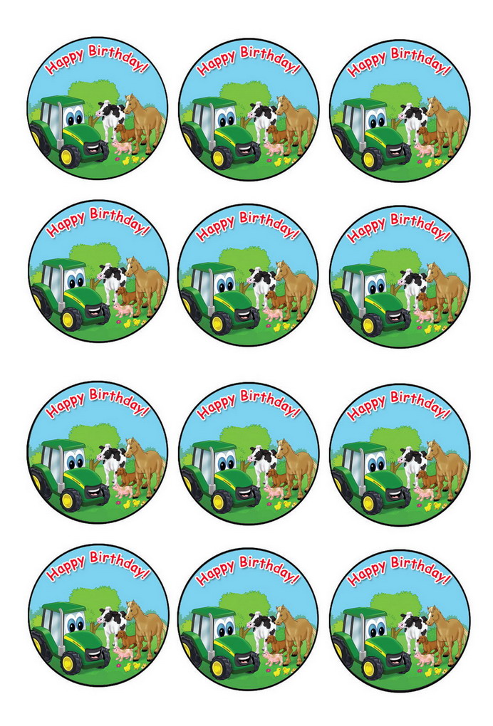 John Deer Tractor Cupcake Toppers Birthday Printable