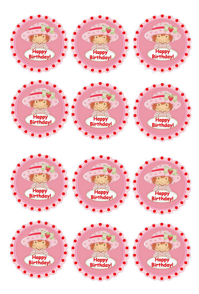 Inspired Strawberry Shortcake Cupcake Toppers 12 Toppers 