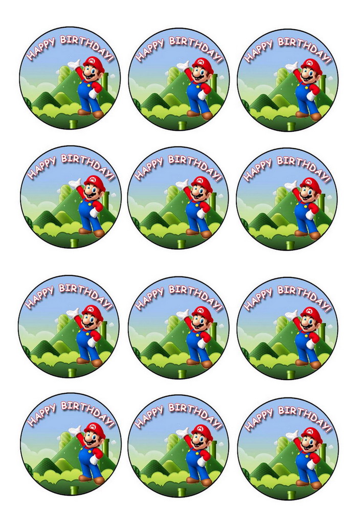 Super Mario Cupcake Toppers Birthday Printable