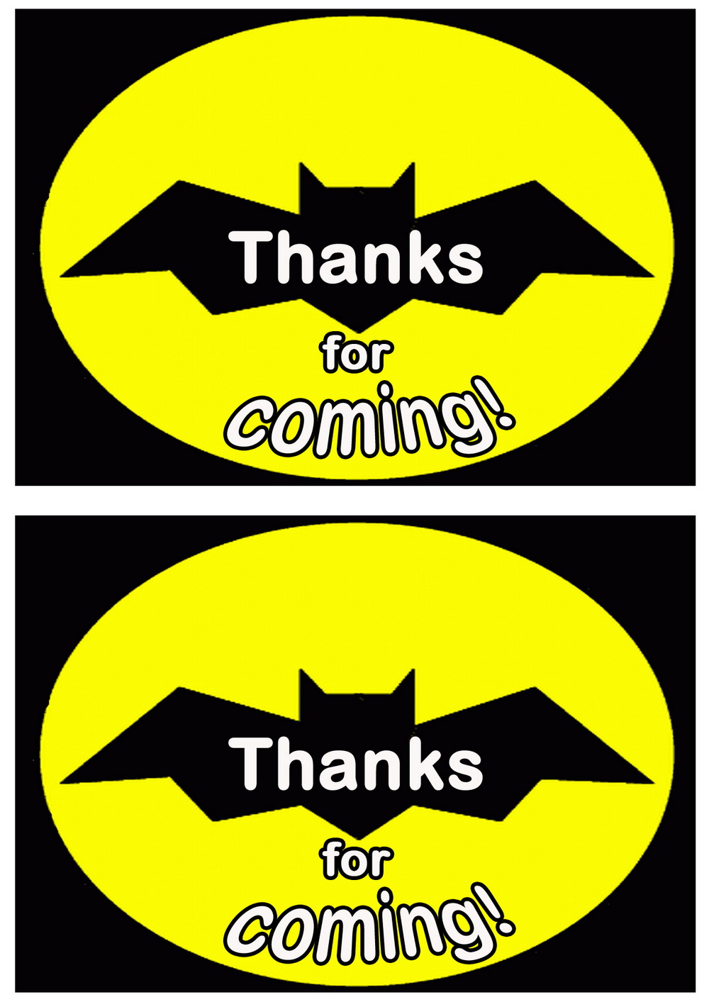 Batman Thank You Cards Birthday Printable