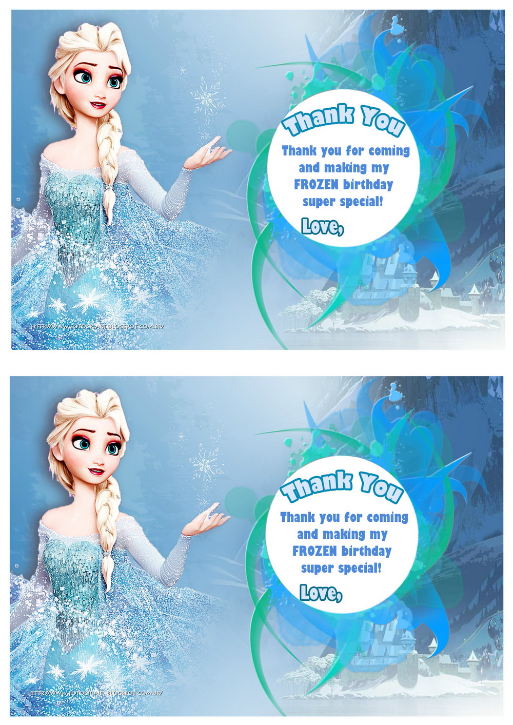 Frozen Thank You Card Free Printable Free Printable Templates