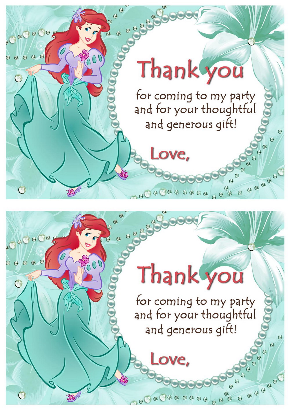 Free Printable Little Mermaid Thank You Tags