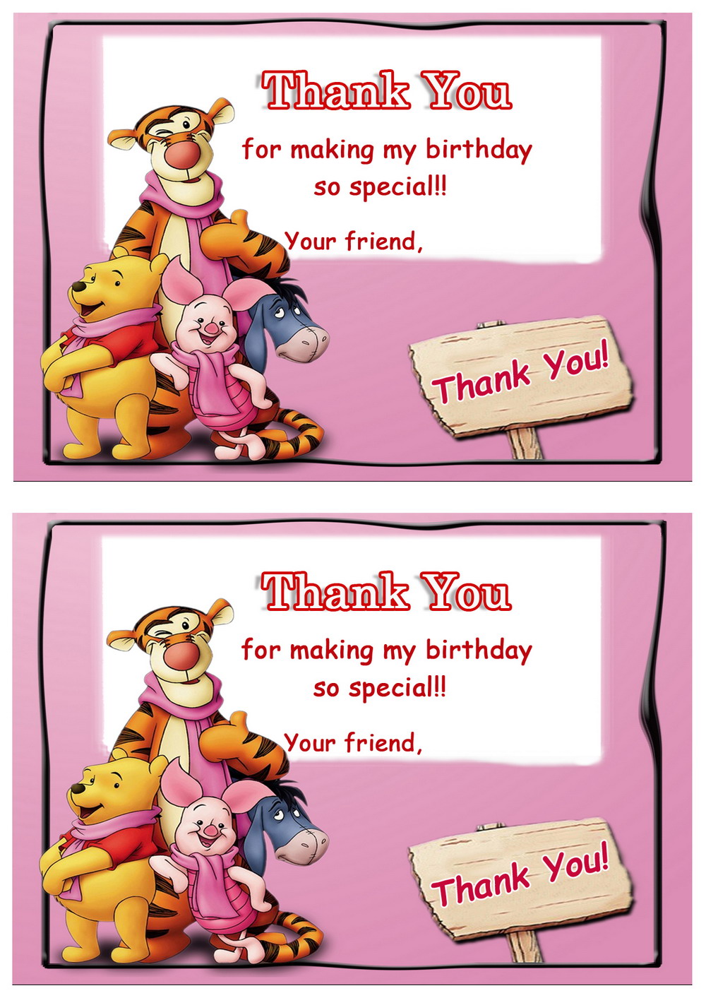 Free Printable Winnie The Pooh Thank You Cards