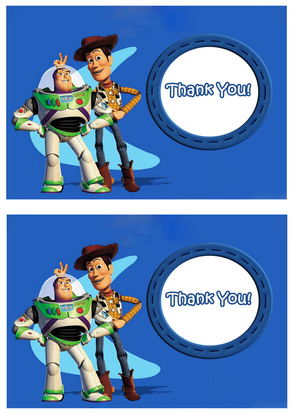 Toy Story Thank you Cards Birthday Printable