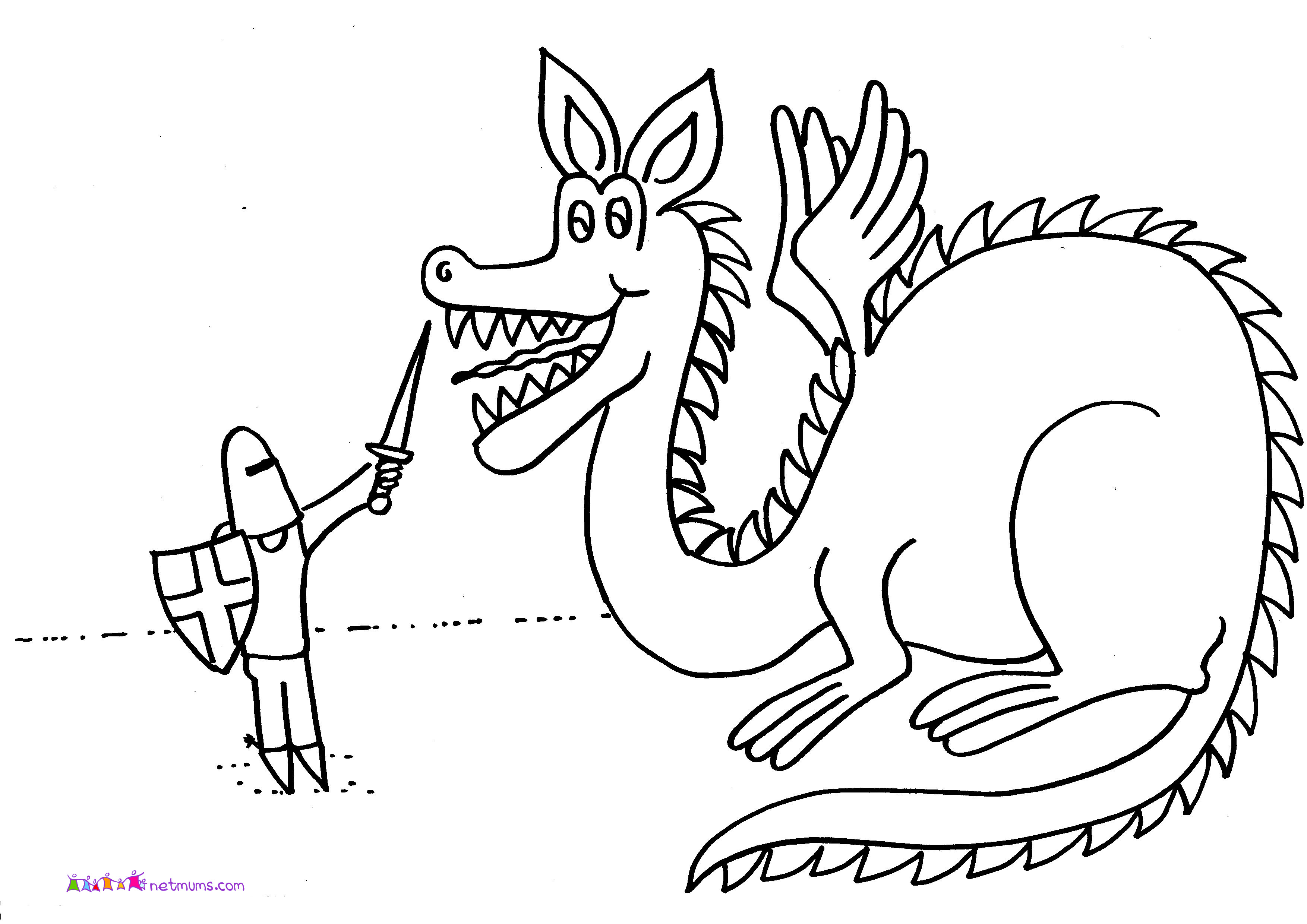 Knight Fighting Dragon Coloring Pages