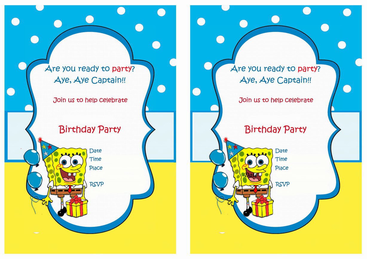 Spongebob Birthday Invitations Birthday Printable