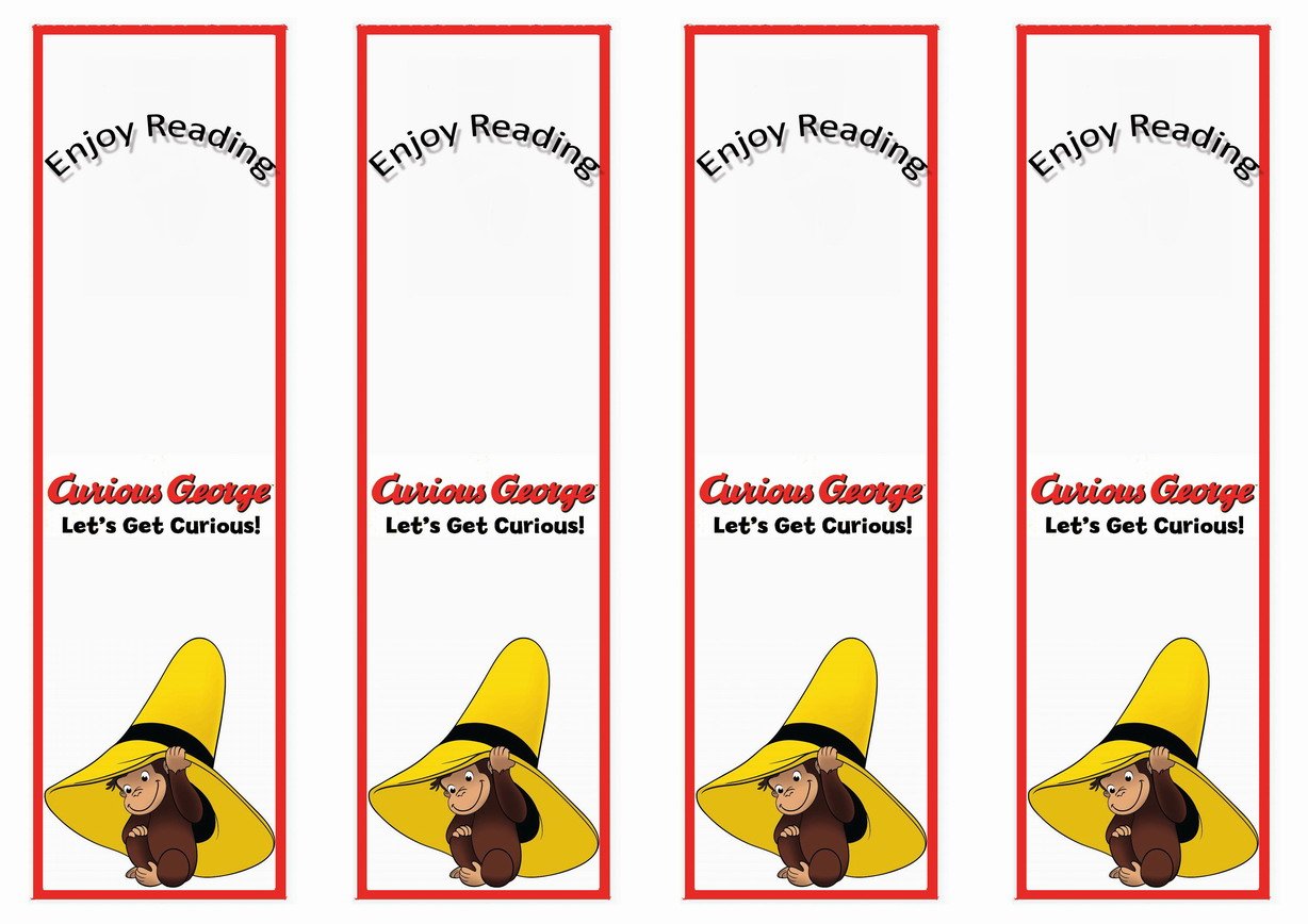 Curious George Bookmarks Birthday Printable