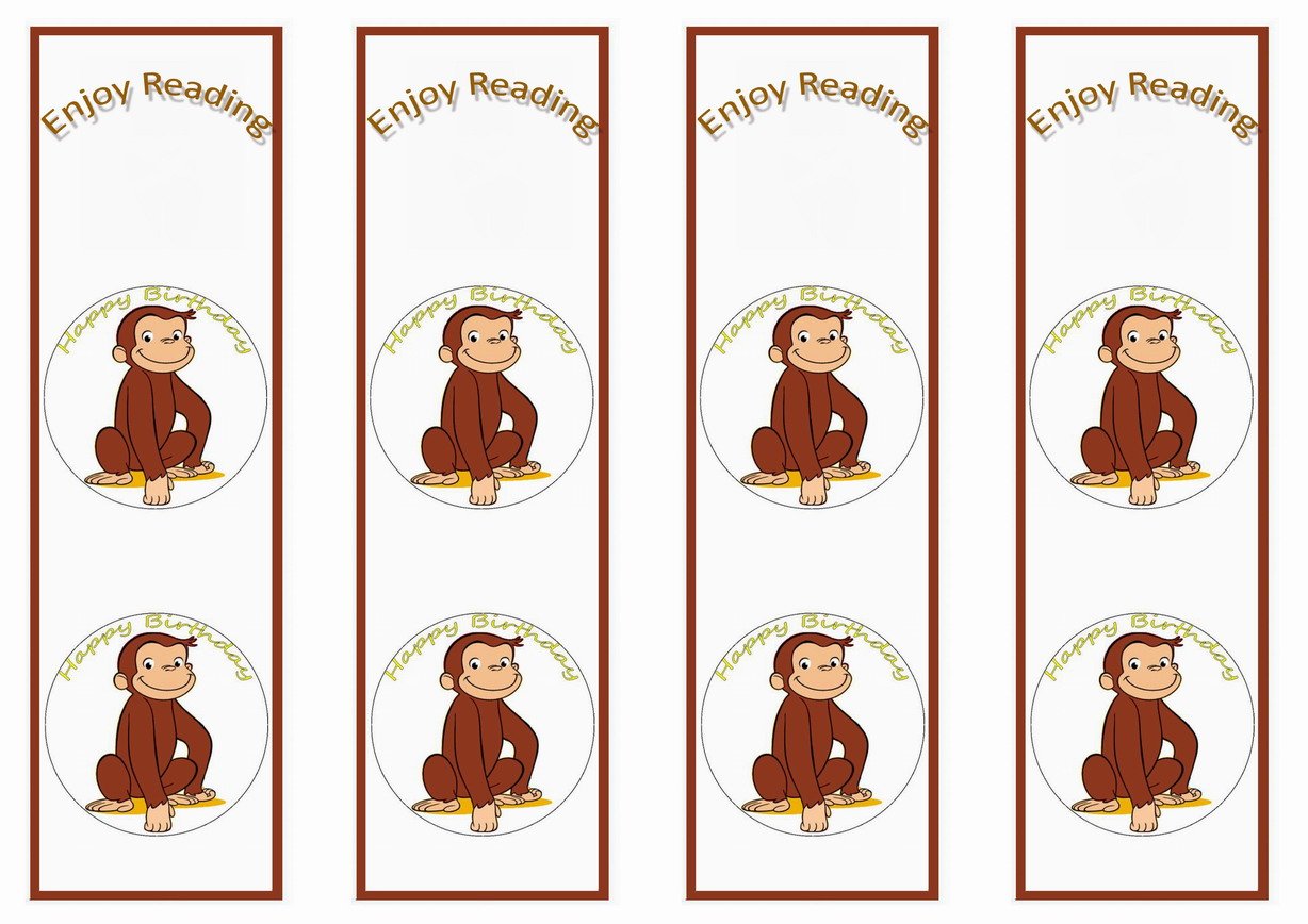 Curious George Bookmarks Birthday Printable