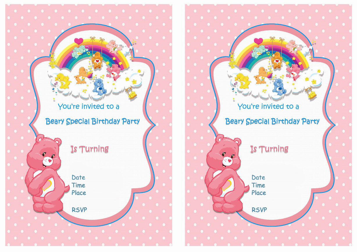 Care Bears Birthday Invitations Birthday Printable