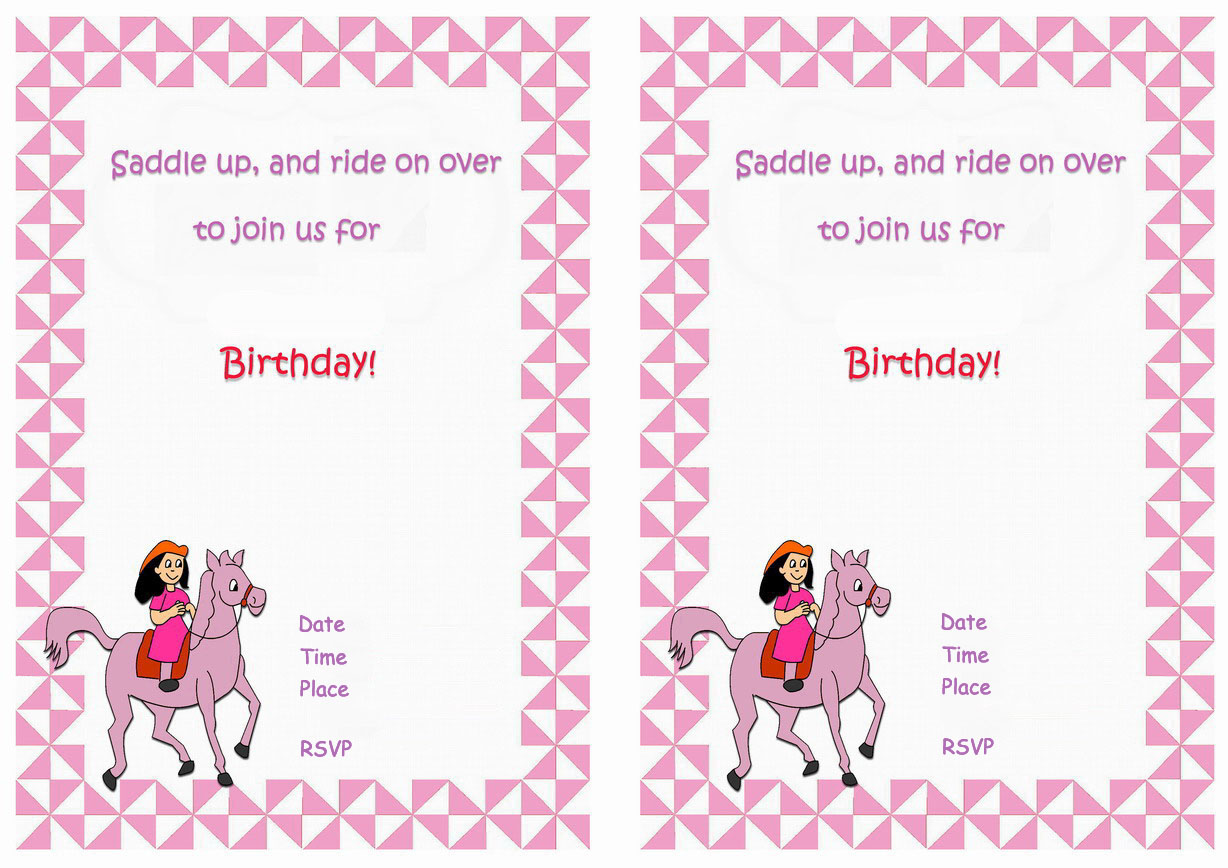 Horse Birthday Invitations Birthday Printable