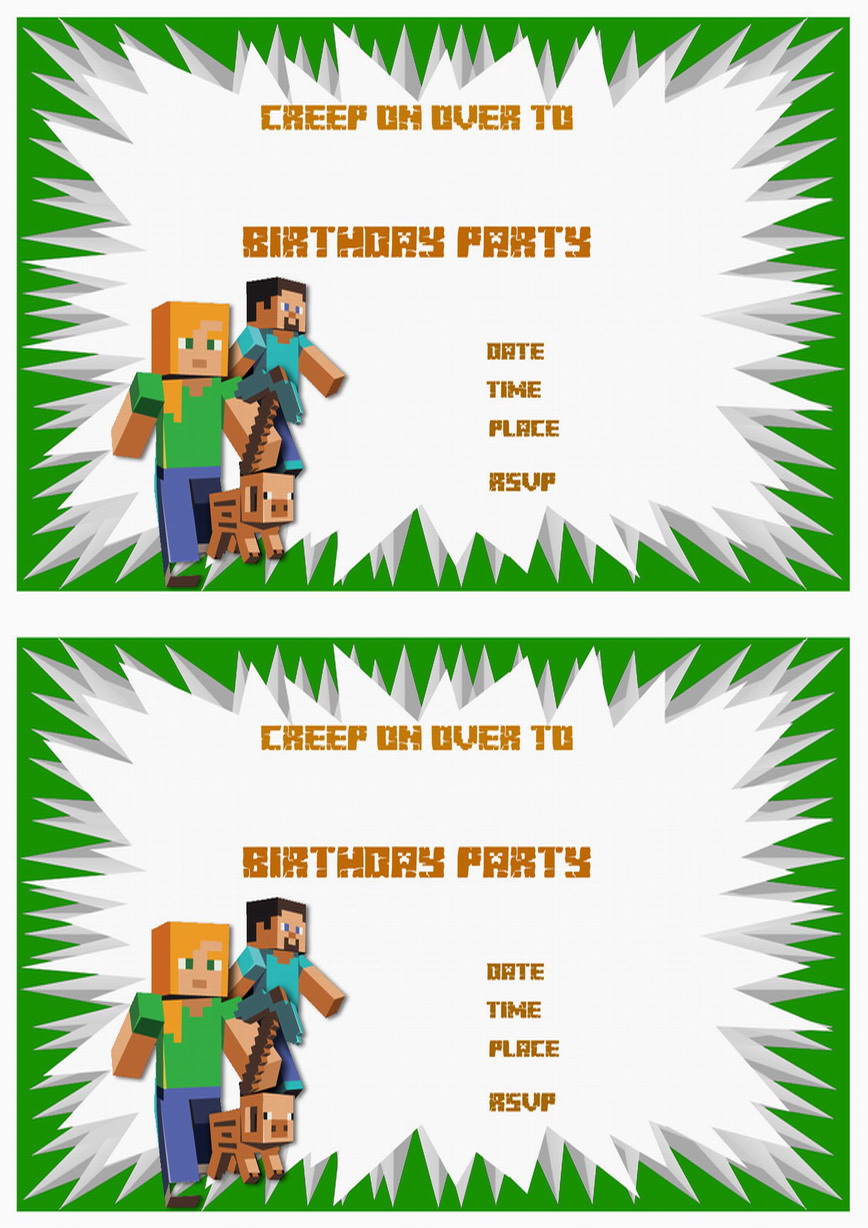 Minecraft Birthday Invitations Birthday Printable
