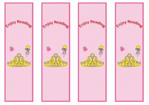 princess bookmarks birthday printable