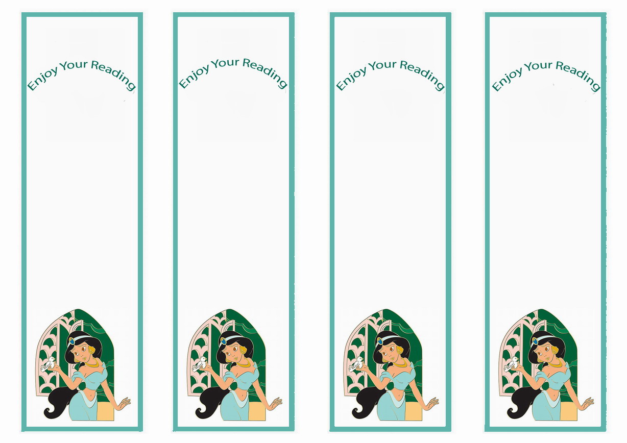 princess jasmine bookmarks birthday printable