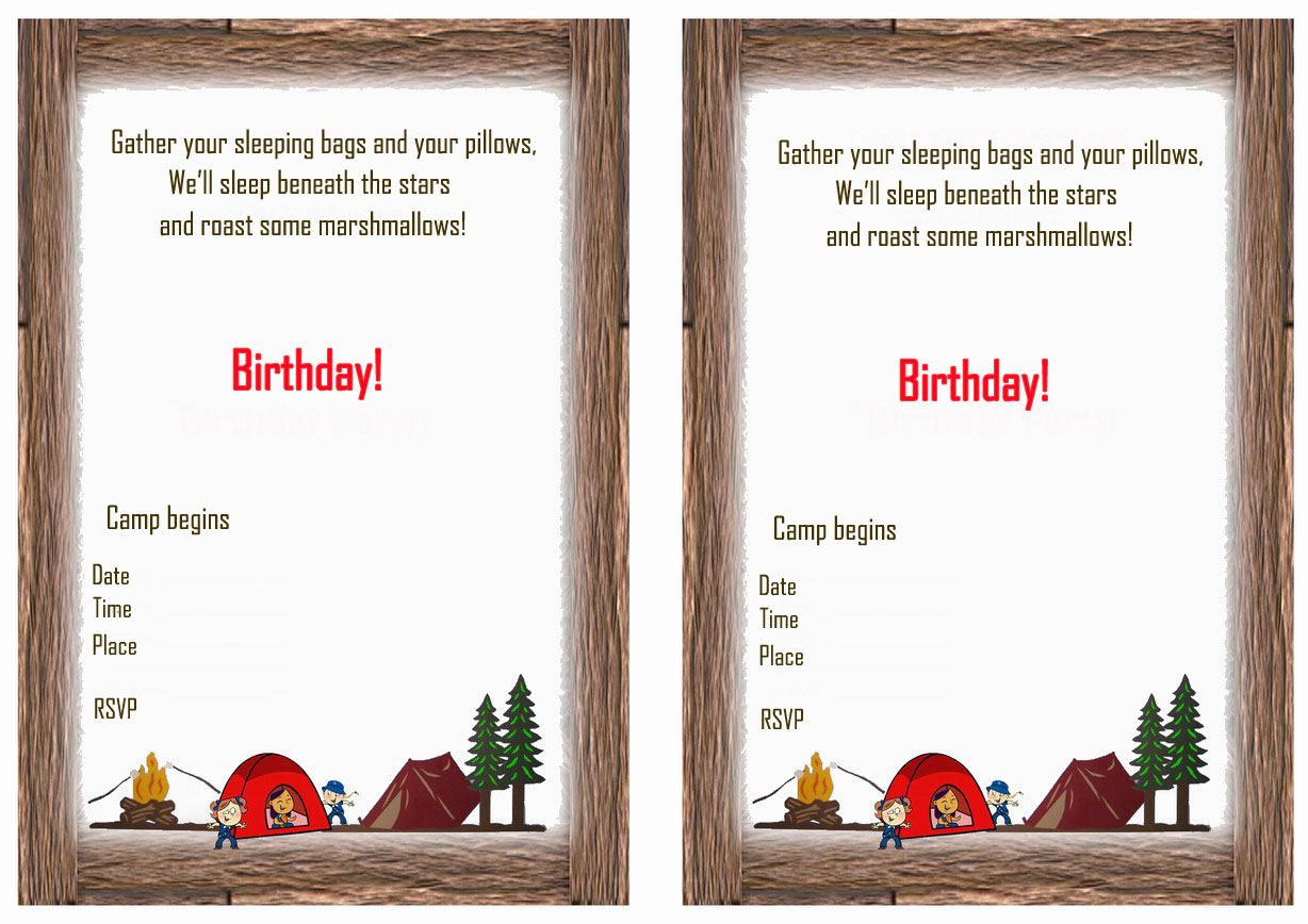 Camping Birthday Invitations Birthday Printable