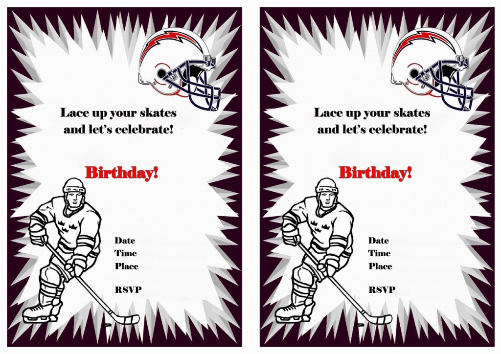 Free Printable Ice Hockey Birthday Invitations