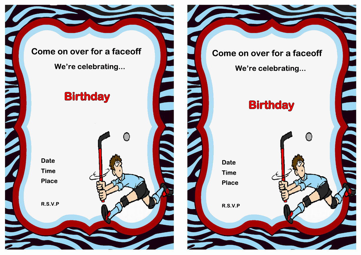 Hockey Birthday Invitations Birthday Printable