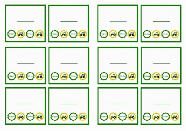 John Deere Name Tags – Birthday Printable