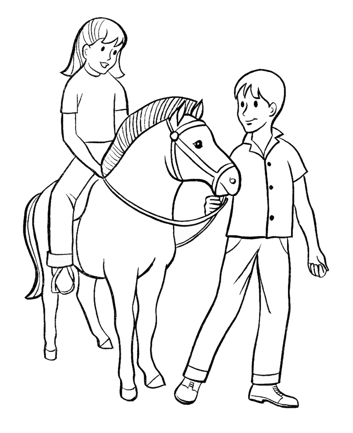 Лошадь с человеком раскраски для девочек