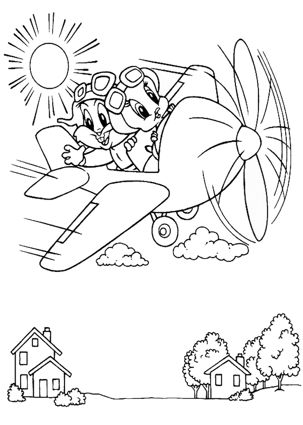 happy birthday airplane coloring page
