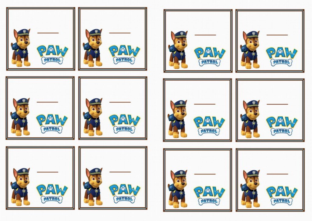 Paw Patrol Name Tags – Birthday Printable
