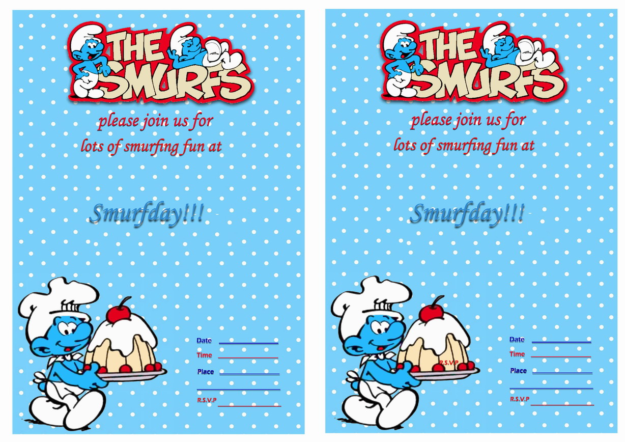 Smurfs Birthday Invitations Birthday Printable
