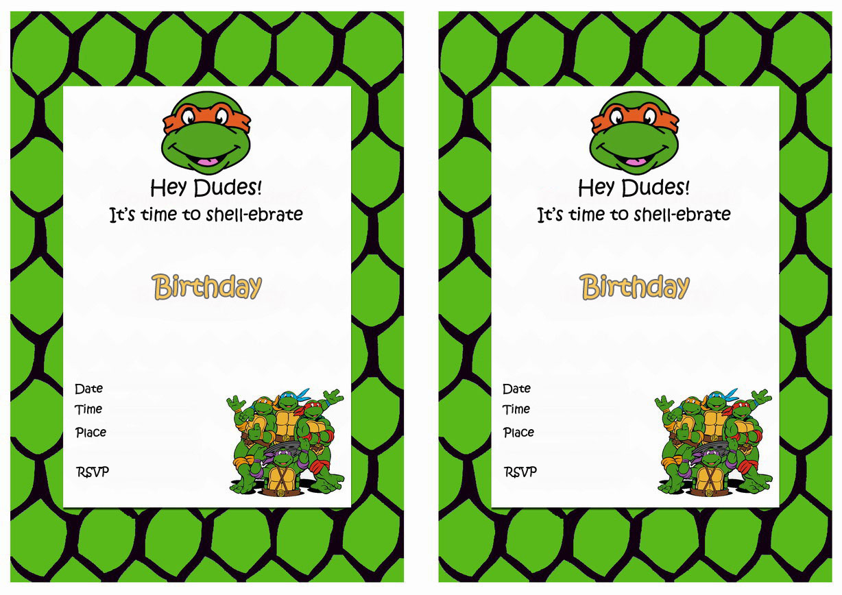Teenage Mutant Ninja Turtles Birthday Invitations Birthday Printable