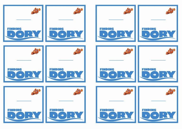 Finding Dory Name Tags – Birthday Printable