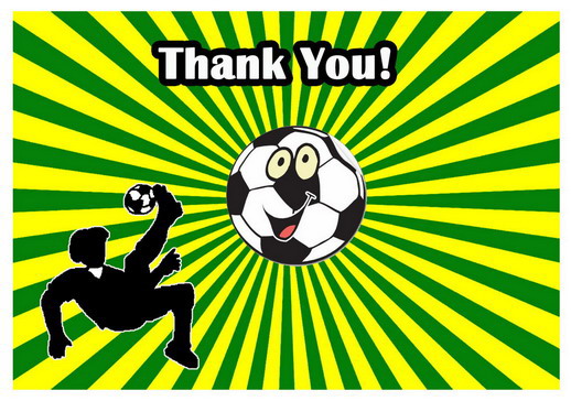 Soccer Thank You Cards Birthday Printable