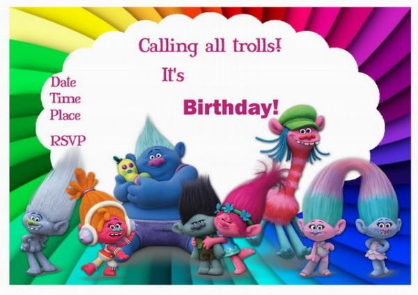 Trolls Holiday Birthday Invitations – Birthday Printable